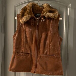 Montana Brown Faux-Suede Fur-Trim Vest